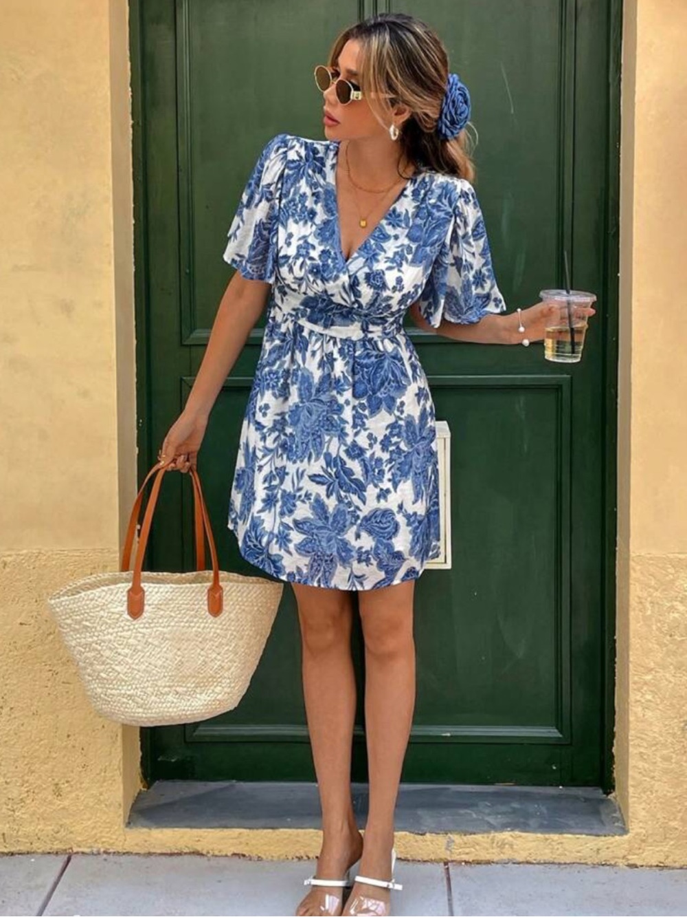 Floral Ruffle Sleeve Dress